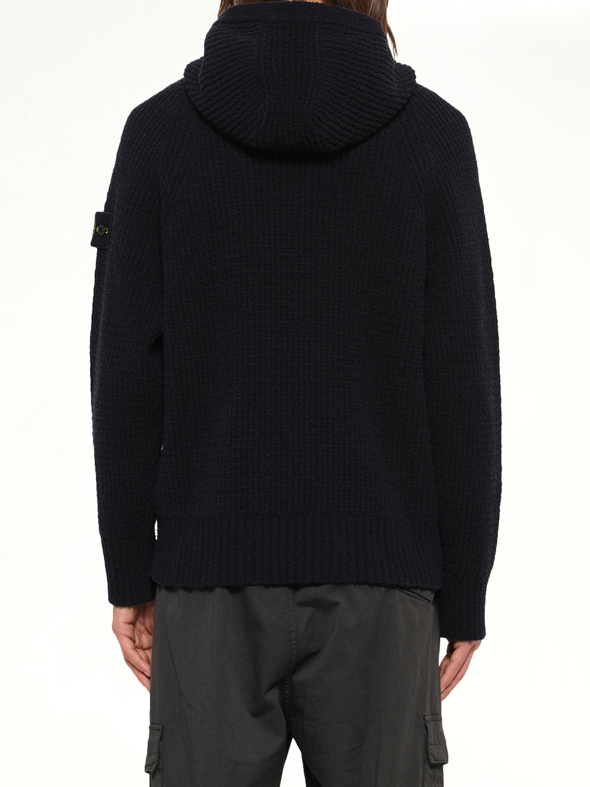 5100005 Rib Cotton Hoodie in Black