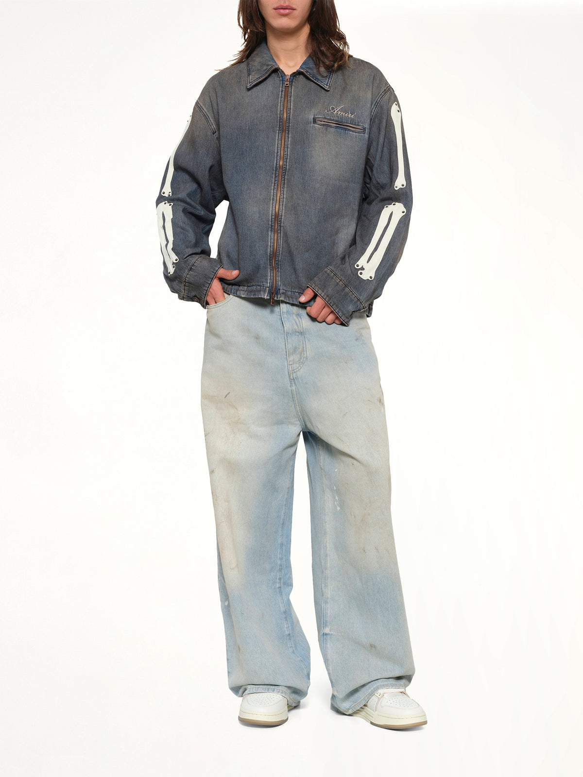 Lea Bones Denim Blouson in Dark Dust
