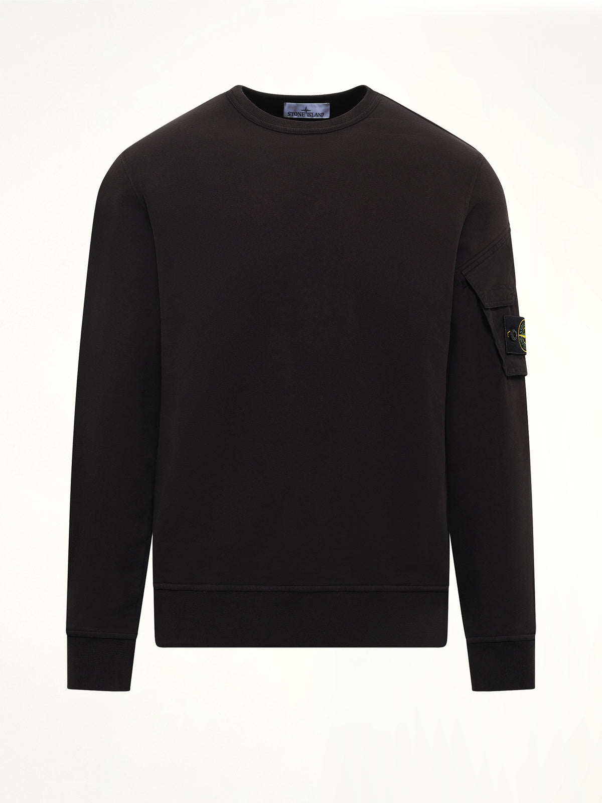 6100015 Brushed Cotton Sleeve Pocket Sweatshirt in Black