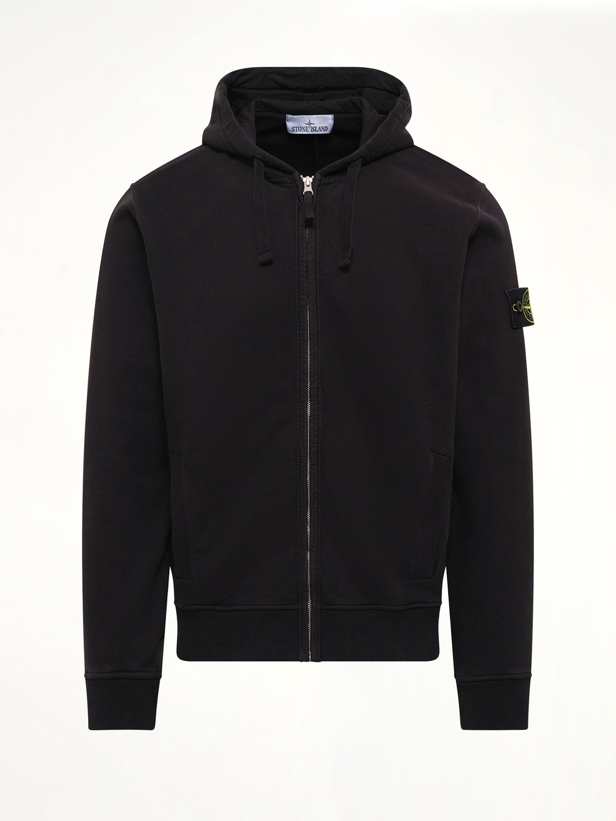 6100067 Brushed Cotton Zip-Up Hoodie in Black