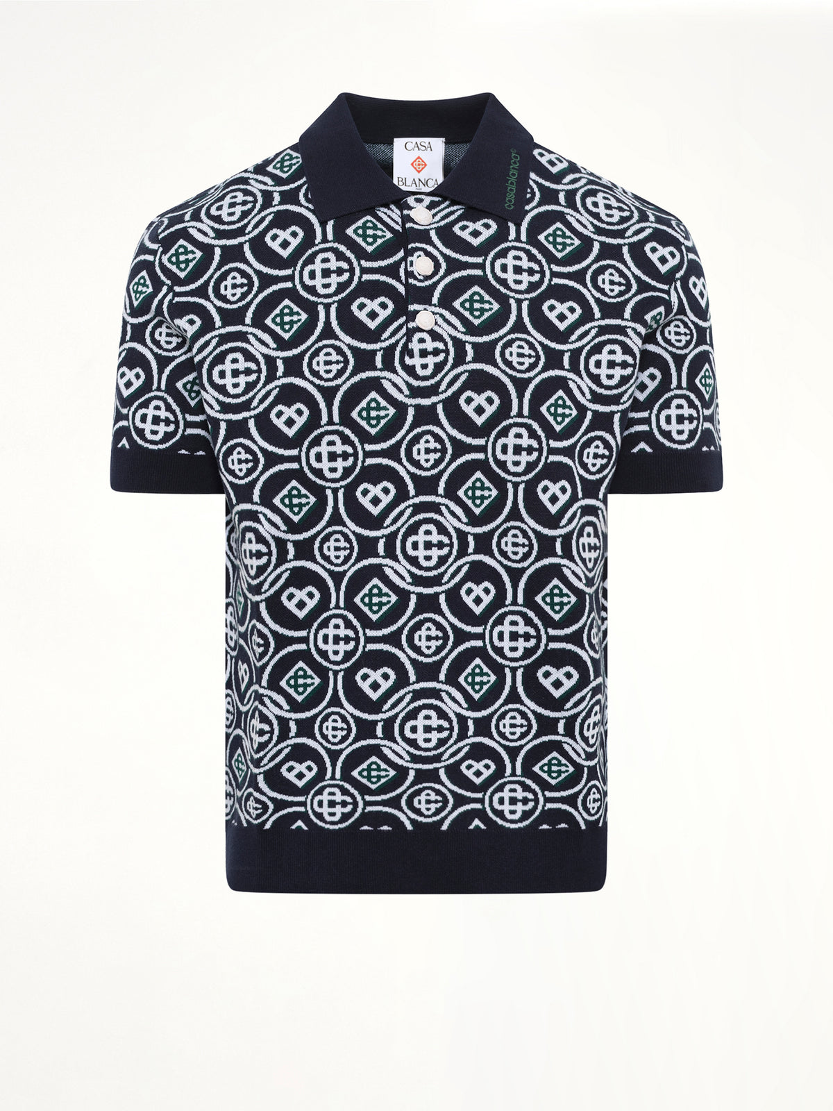 Cotton CC Monogram Polo Shirt in Black