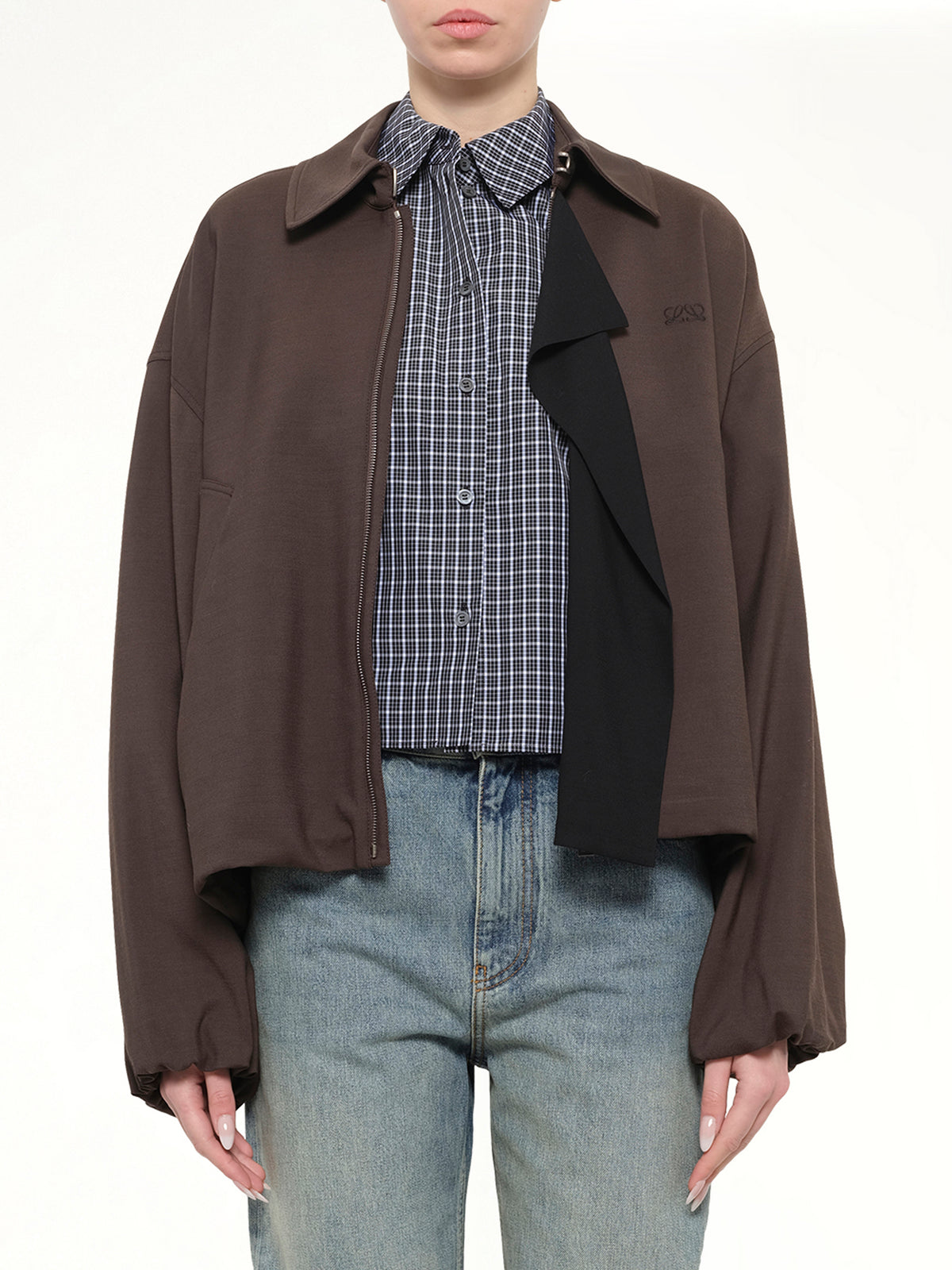 Fluid Viscose & Wool Jacket in Brown