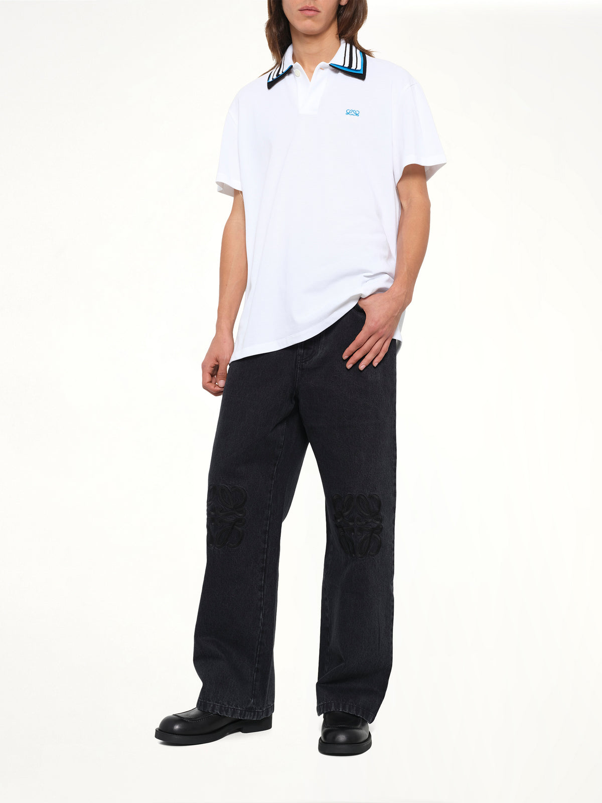 Tonal Anagram Baggy Jeans AF in Black