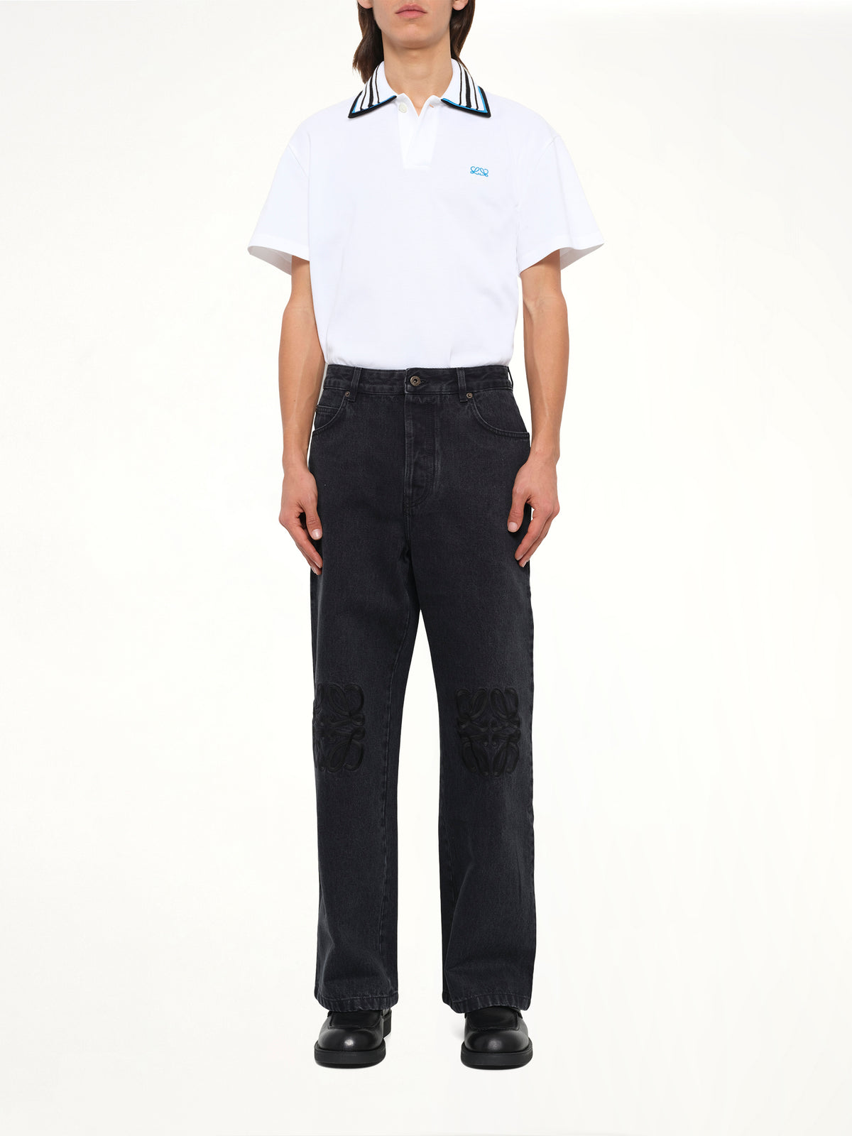 Tonal Anagram Baggy Jeans AF in Black