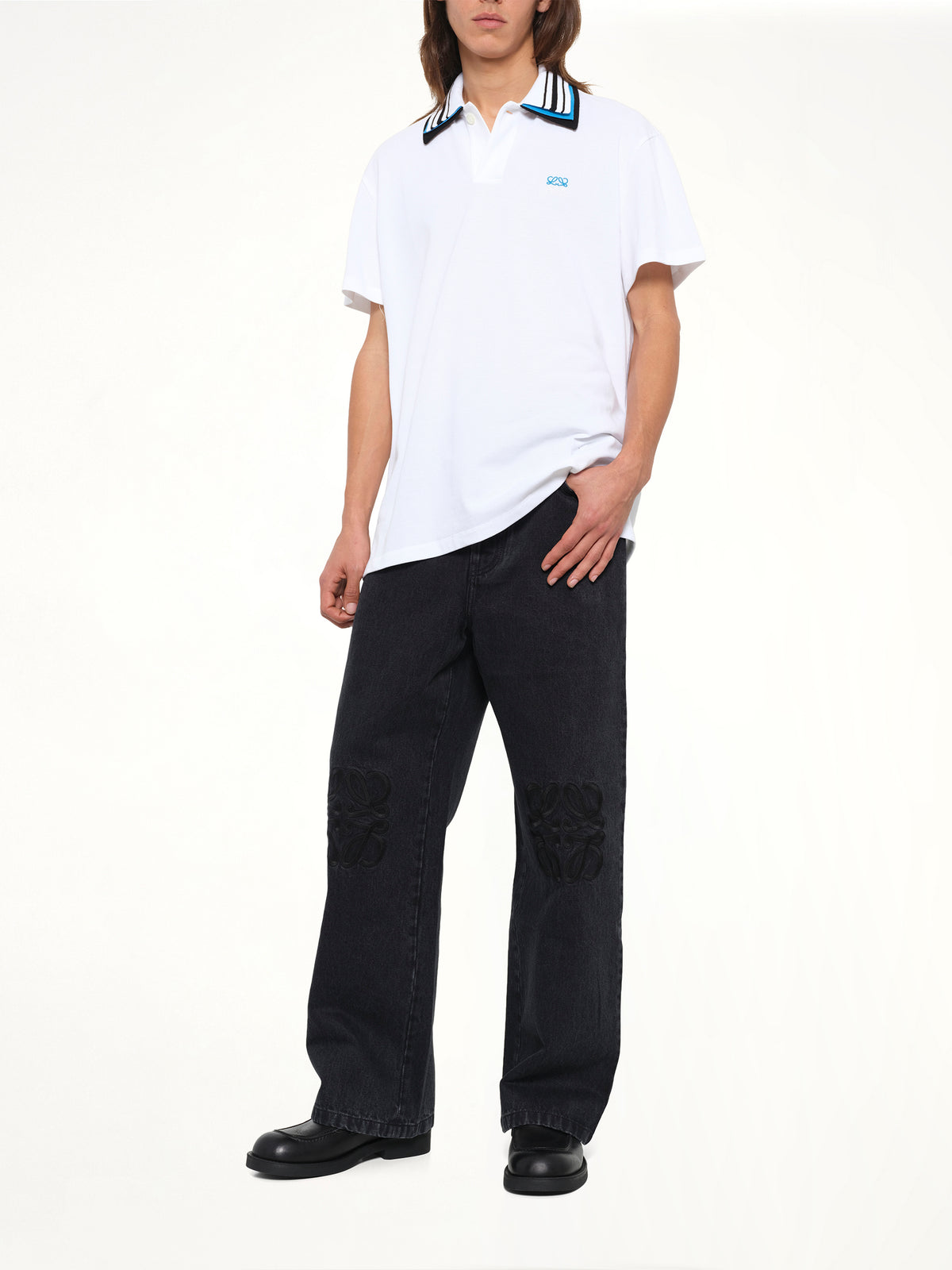 Two-Tone Polo in White