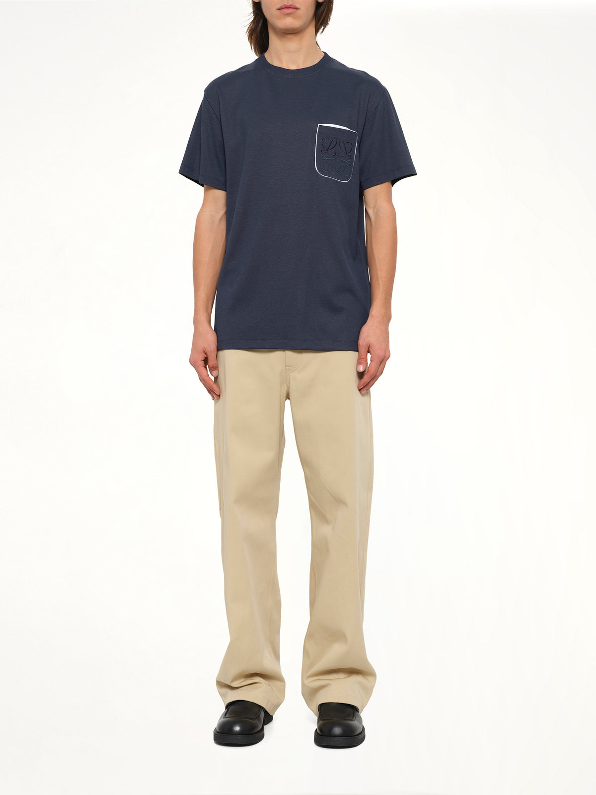 Two-Tone Regular Fit T-Shirt in Navy Blue