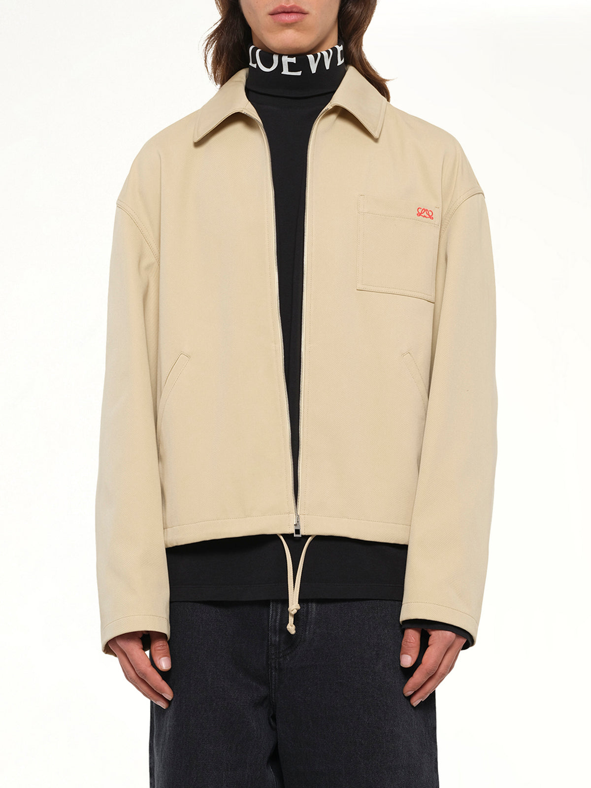 Zip-Up Jacket in Beige