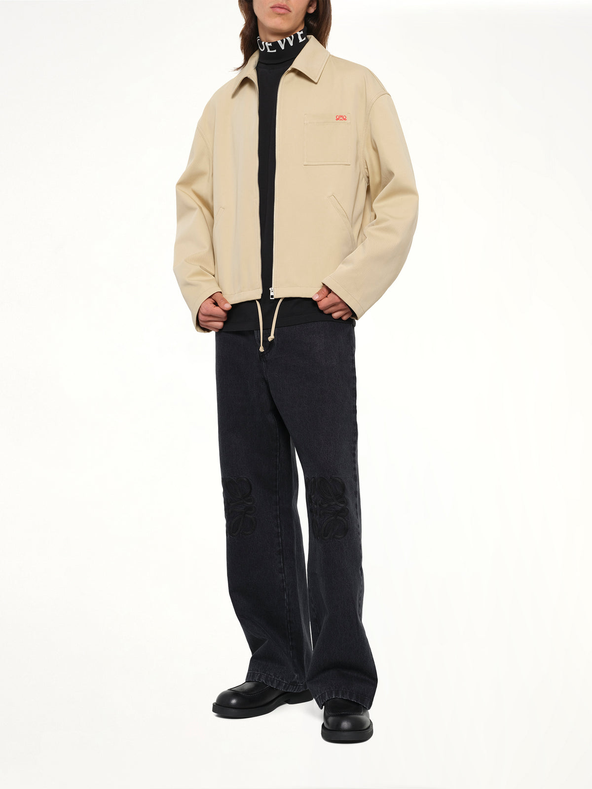 Zip-Up Jacket in Beige