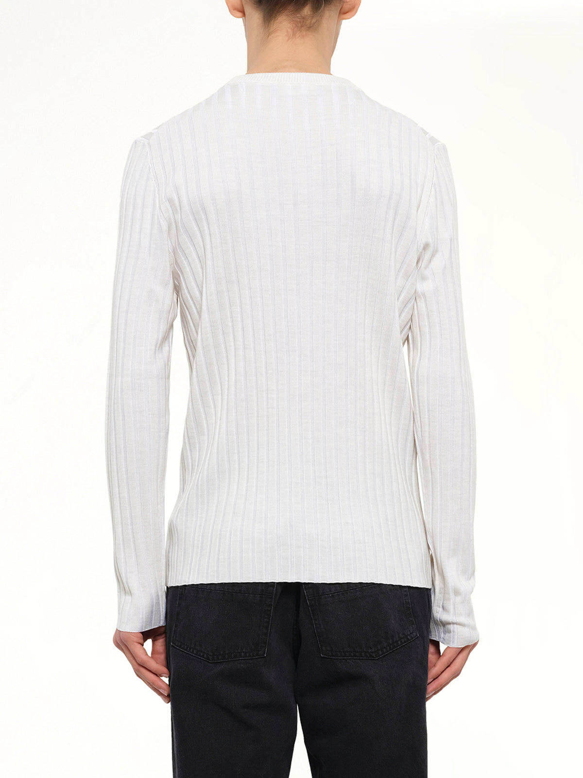 Amiri Script Knit Henley in Alabaster