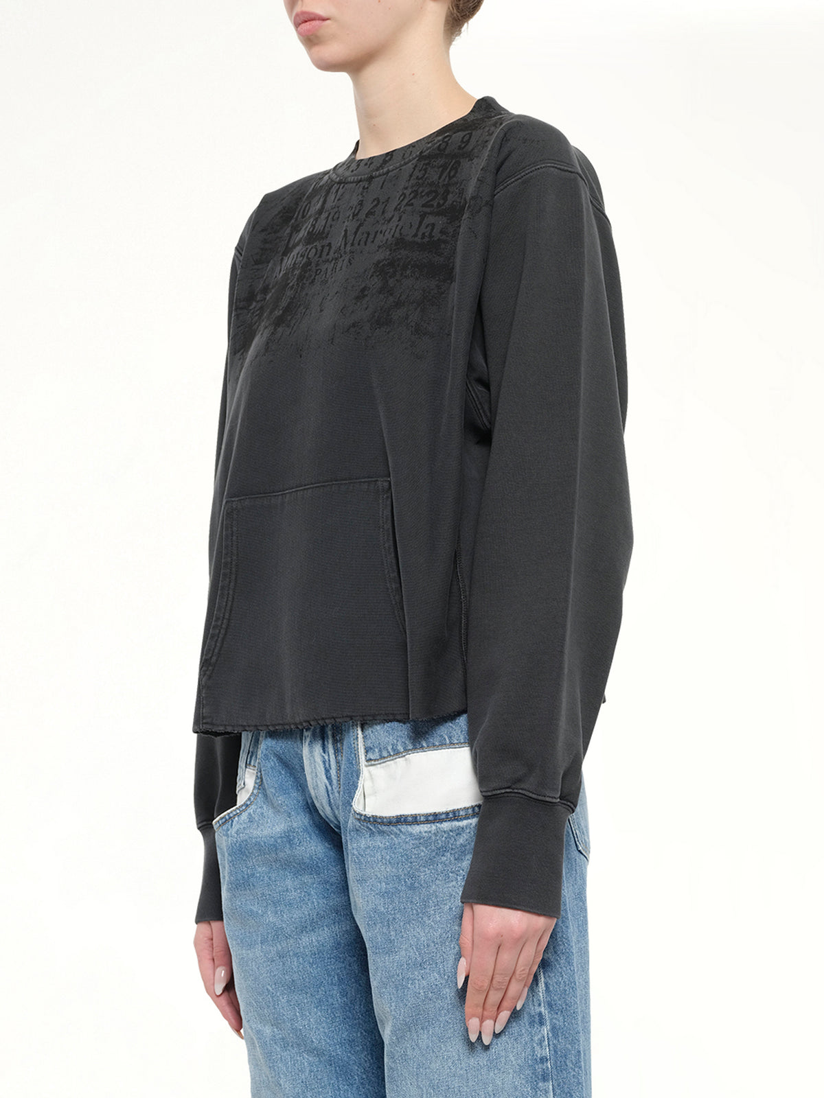 Numbers Zipped Sweatshirt in Charcoal