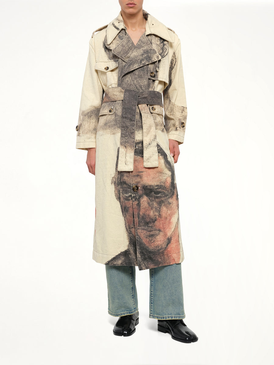 Sketched Faced Trench Coat in Cream
