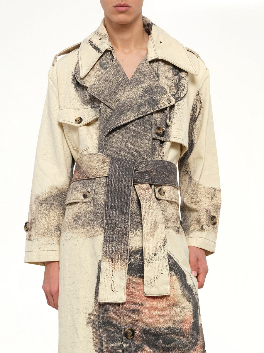Sketched Faced Trench Coat in Cream