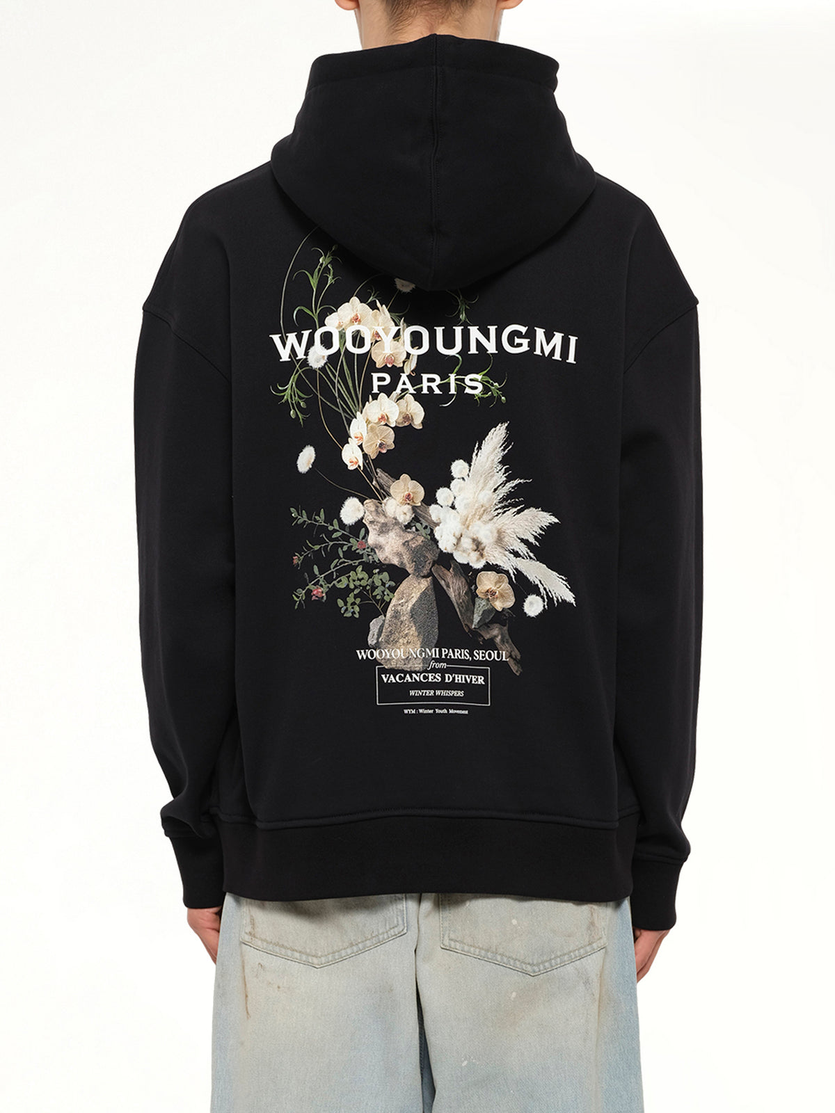 Flower Print Hoodie in Black