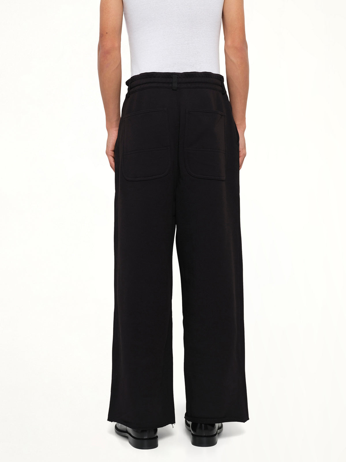 Pleated Pants Back Pile Knit in Black