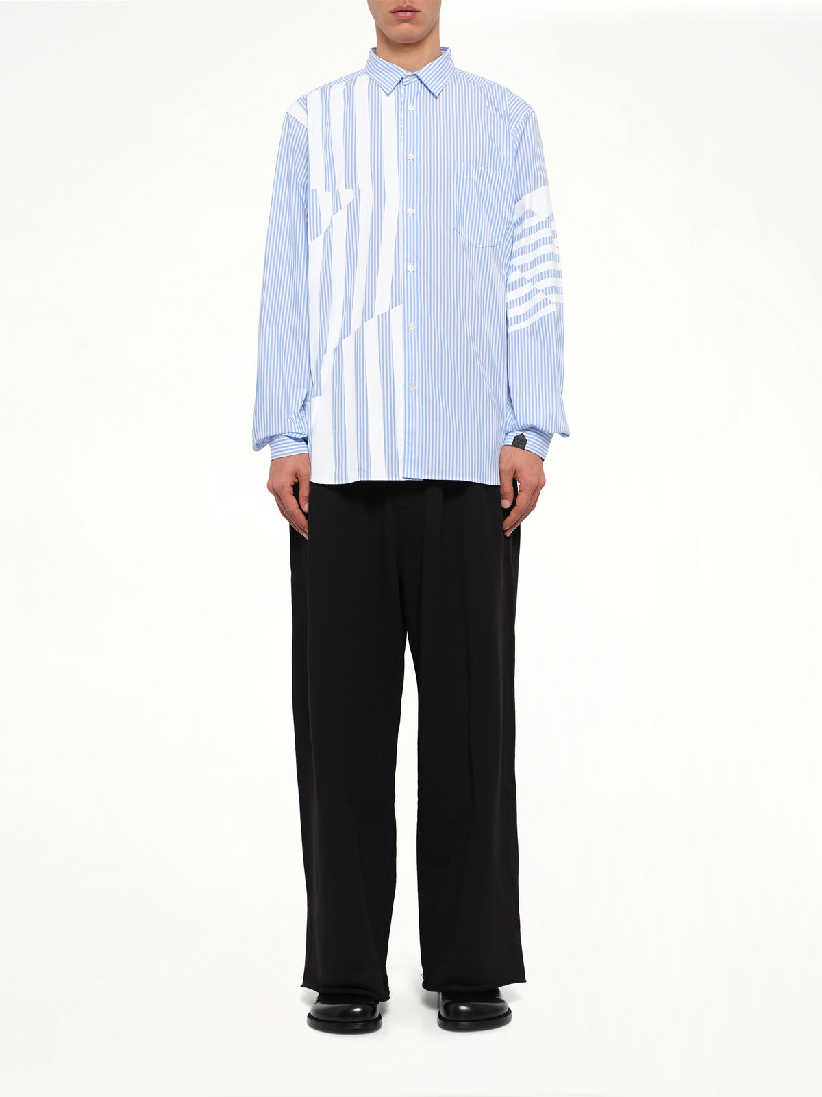 Printed Striped Woven Shirt in Blue