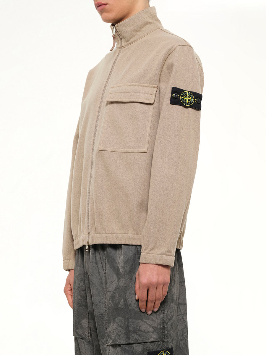 1200033 Nylon Zip-Up Shirt in Biscuit
