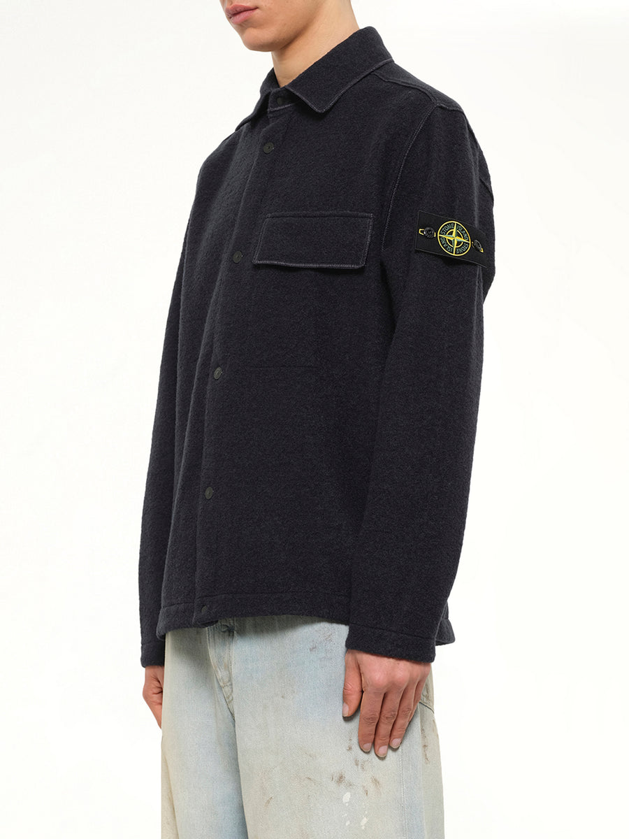 1200034 Wool Boucle Shirt in Navy Blue