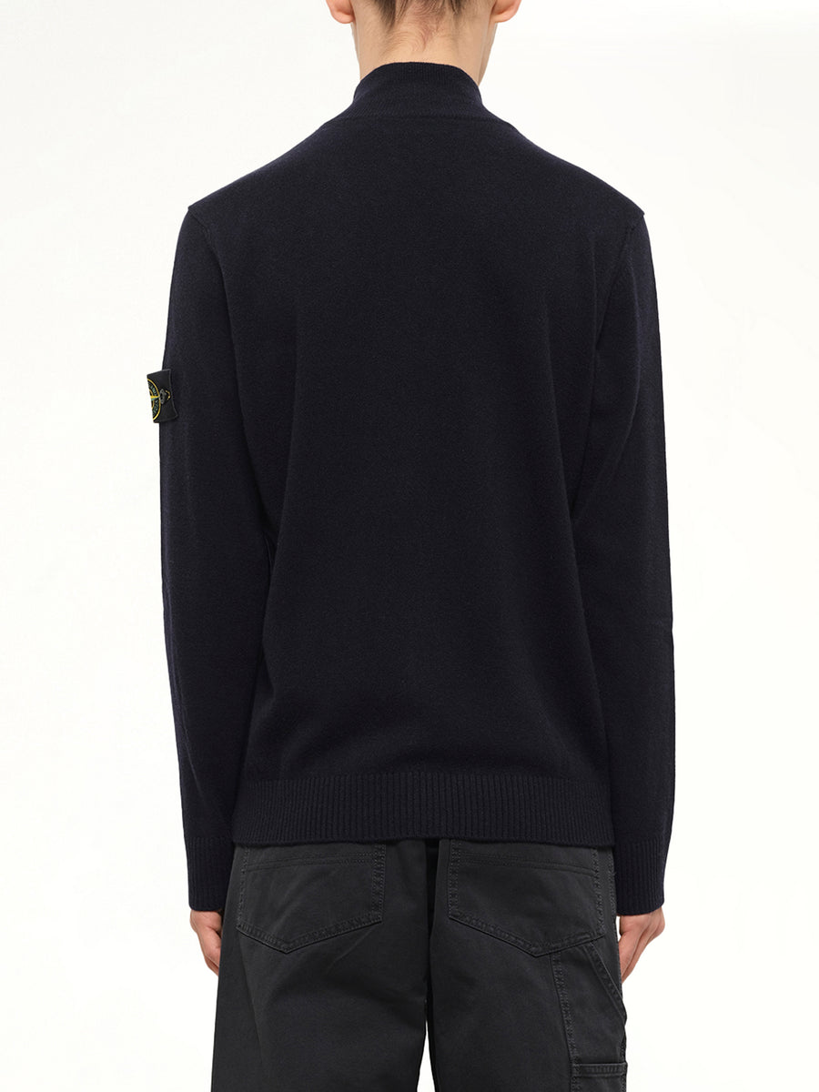 5100023 Light RWS Geelong Wool Zip-Up Cardigan in Navy Blue