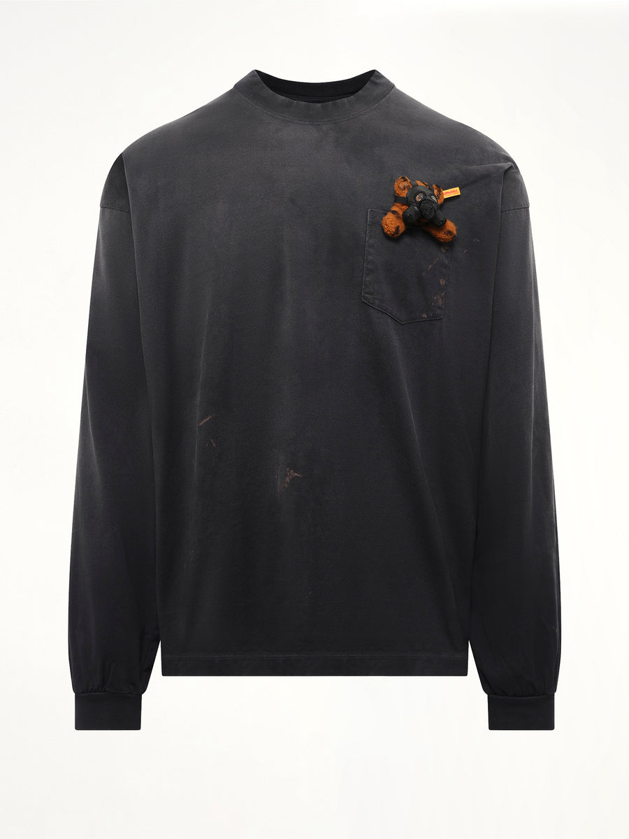 Gas Mask Bear Long Sleeve T-Shirt in Black