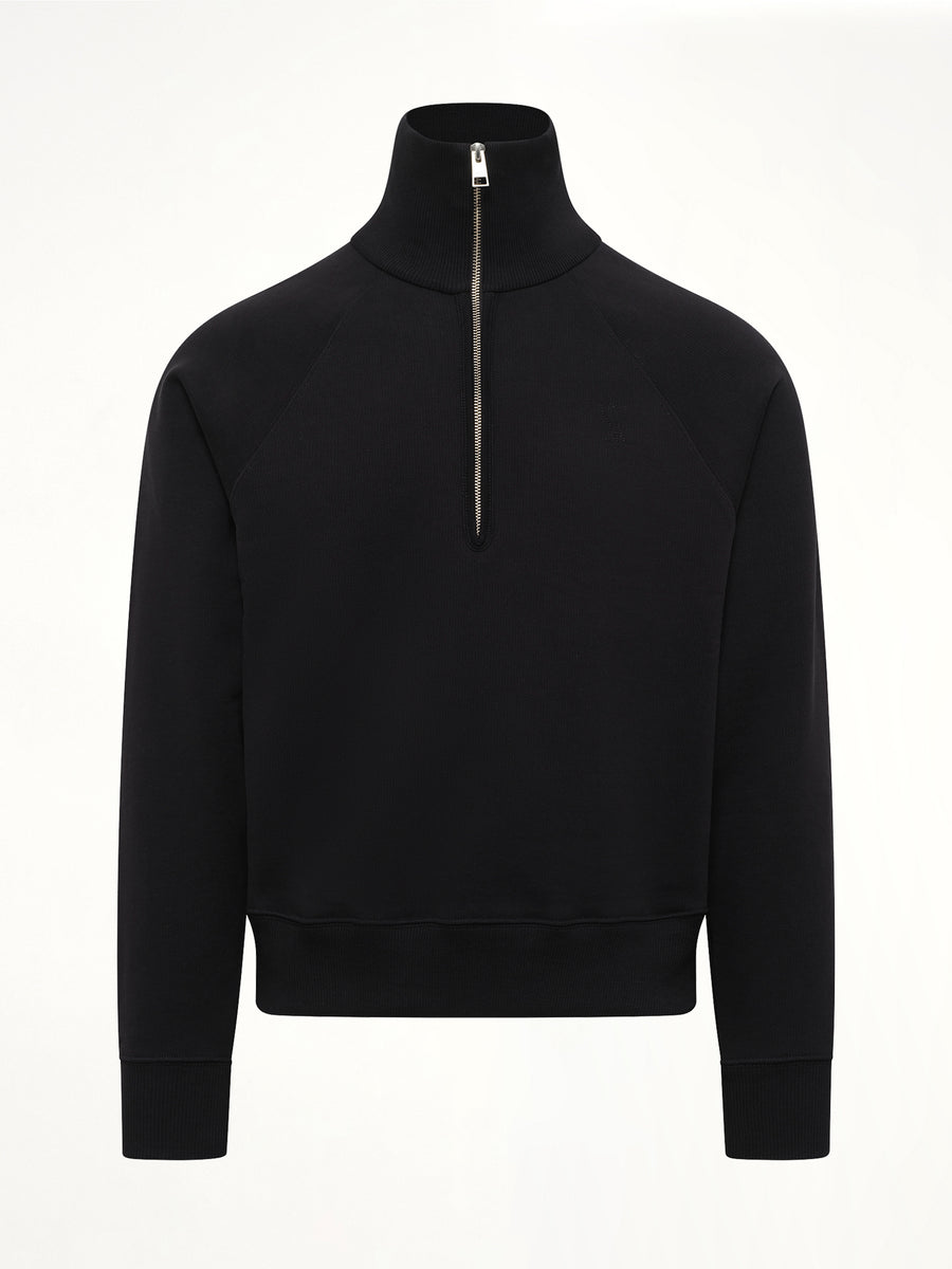 Embossed Ami De Coeur Zipped Sweatshirt in Black