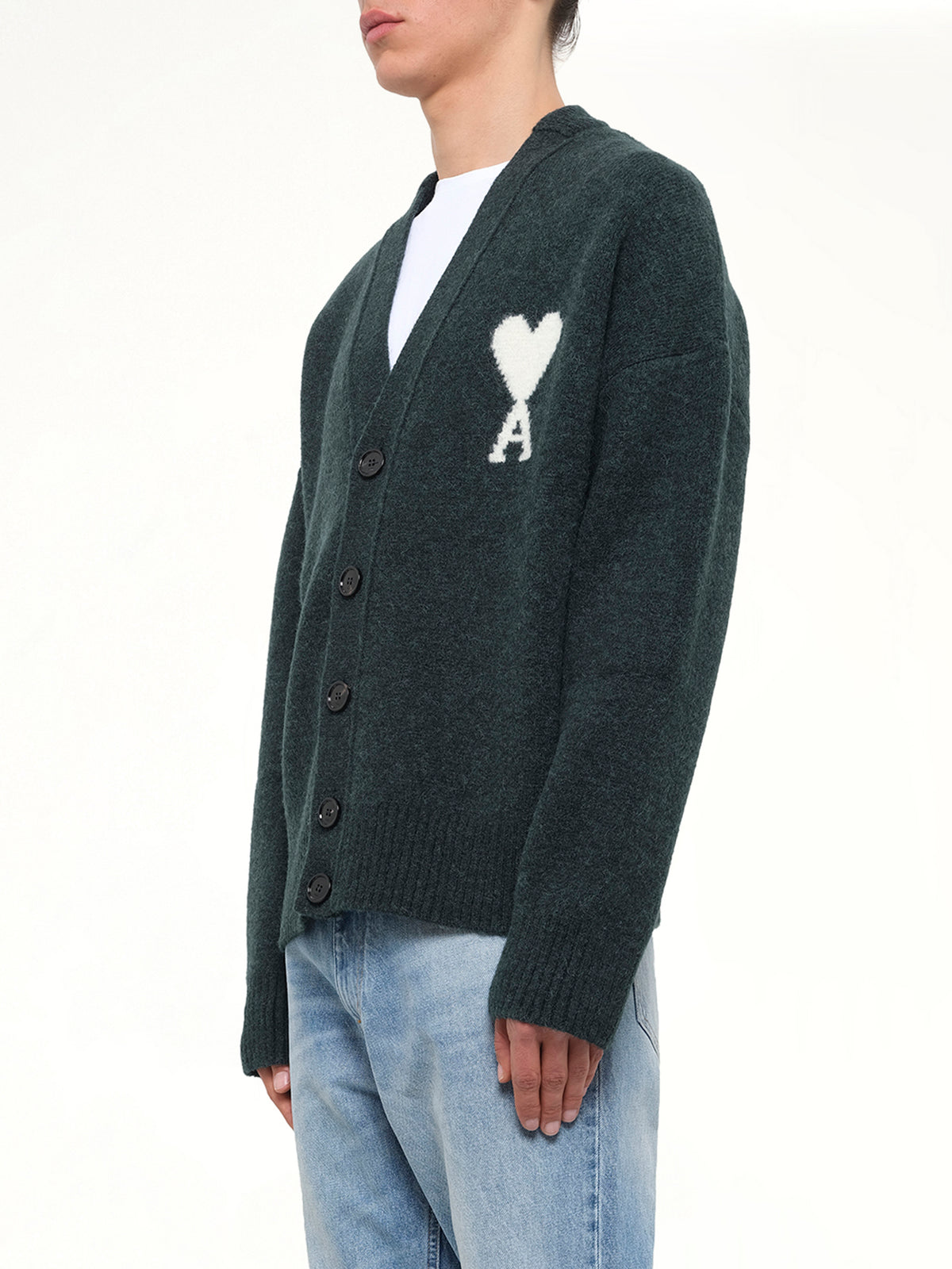 Ami De Coeur V Neck Cardigan in Green