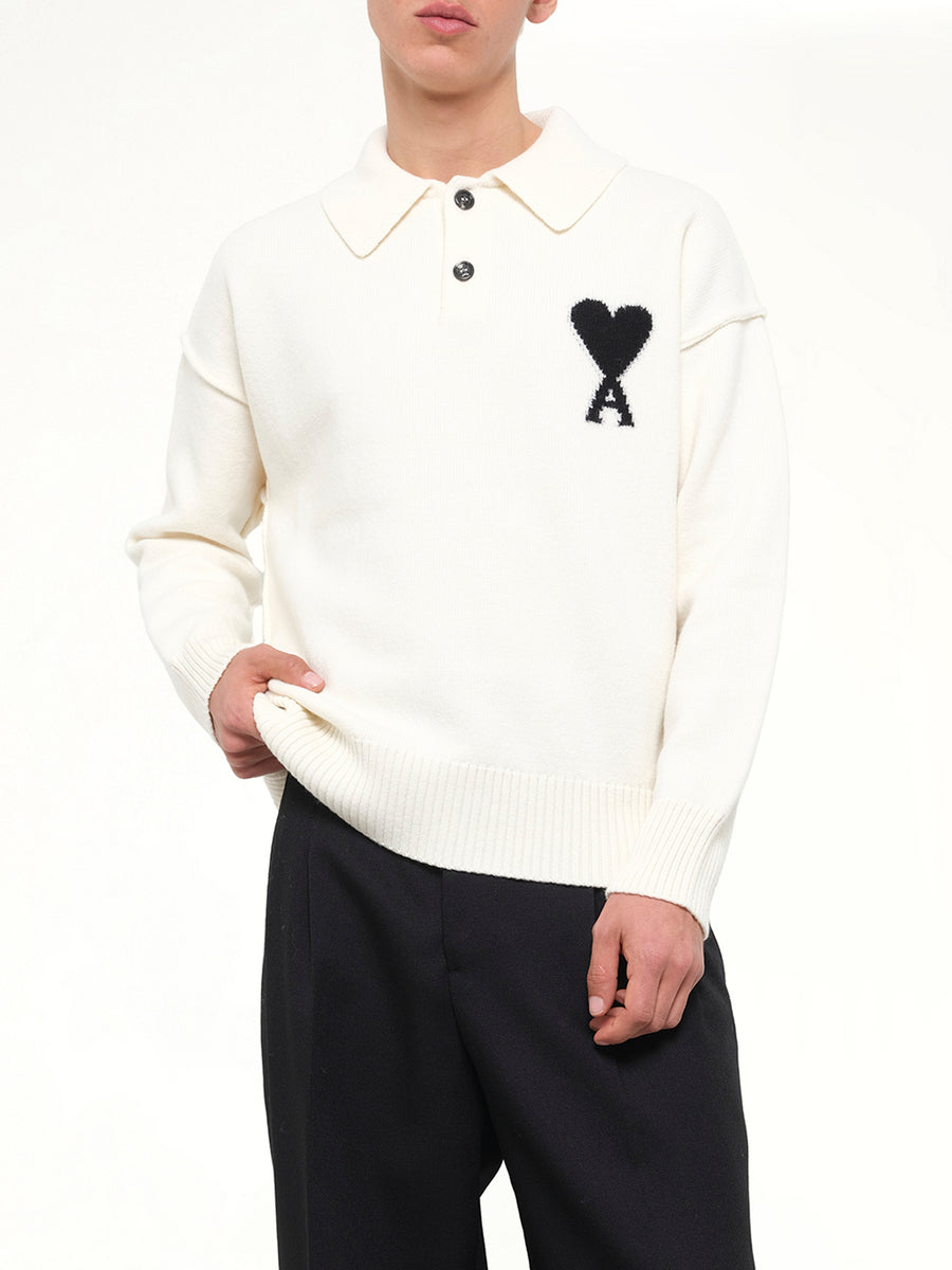 Ami De Coeur Polo Sweater in Off White