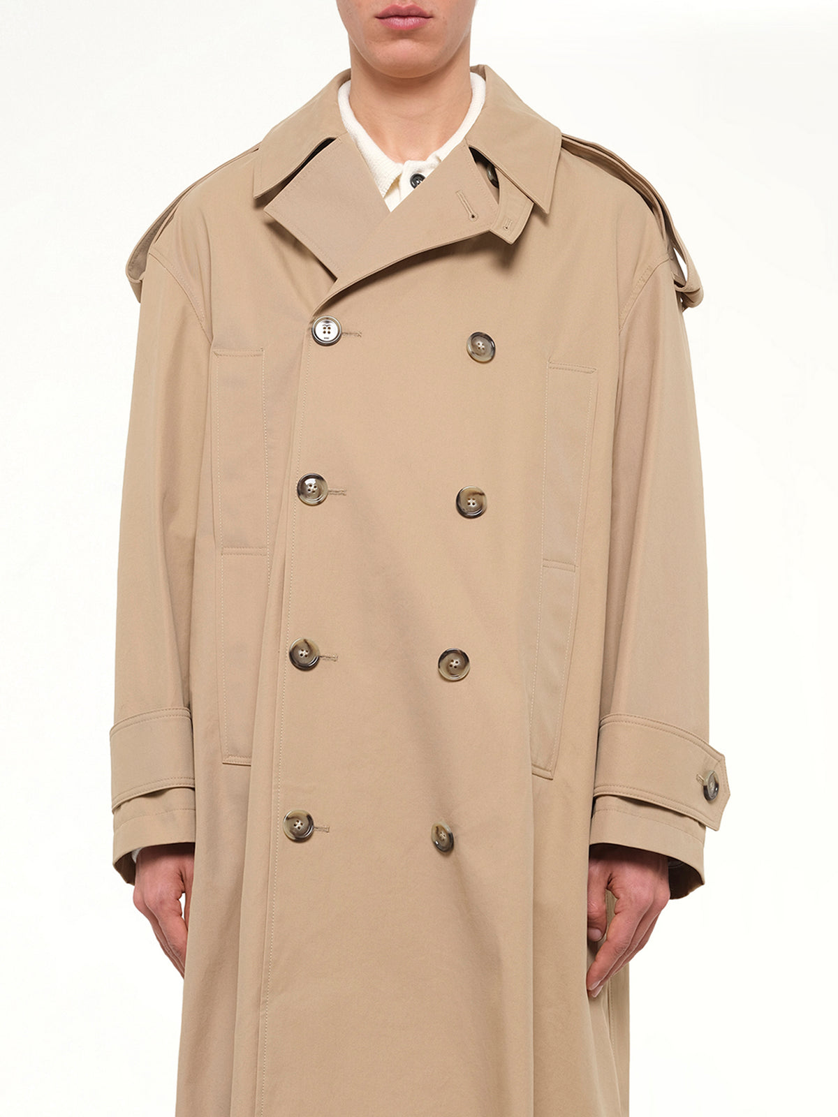 Cotton Gabardine Trench Coat in Beige