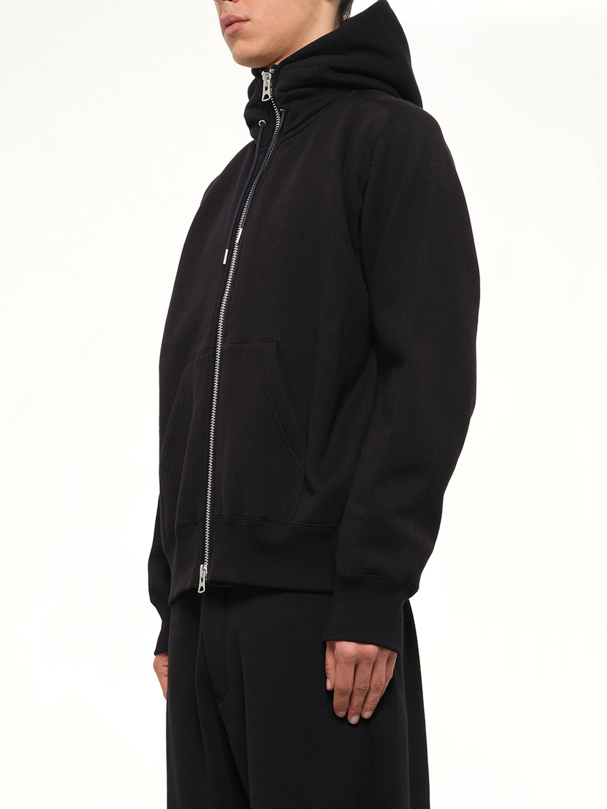 Cotton Jersey Hoodie in Black