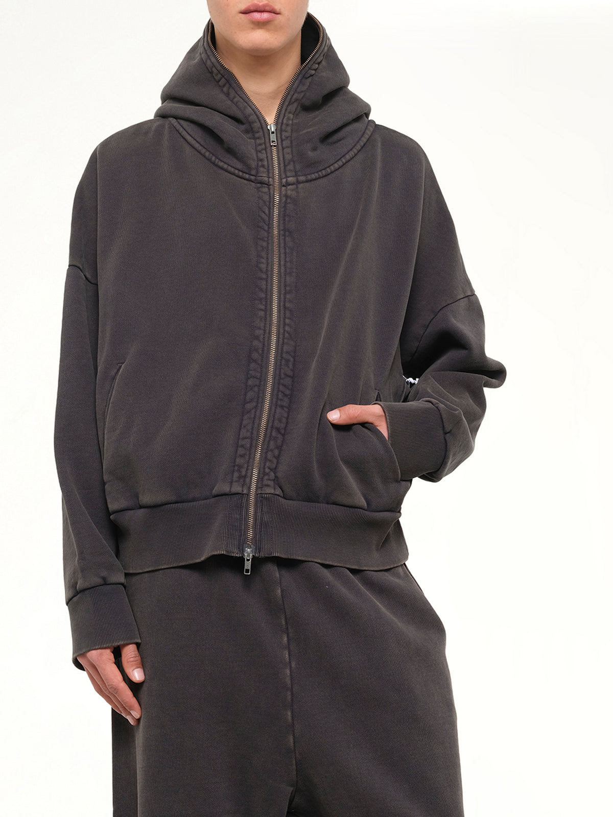 Eternal Zip Hoodie in Washed Black