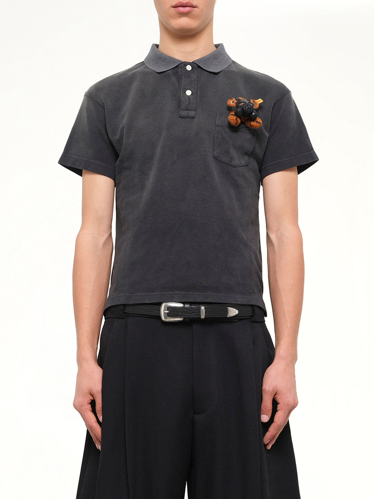 Gas Mask Bear Polo Shirt in Black