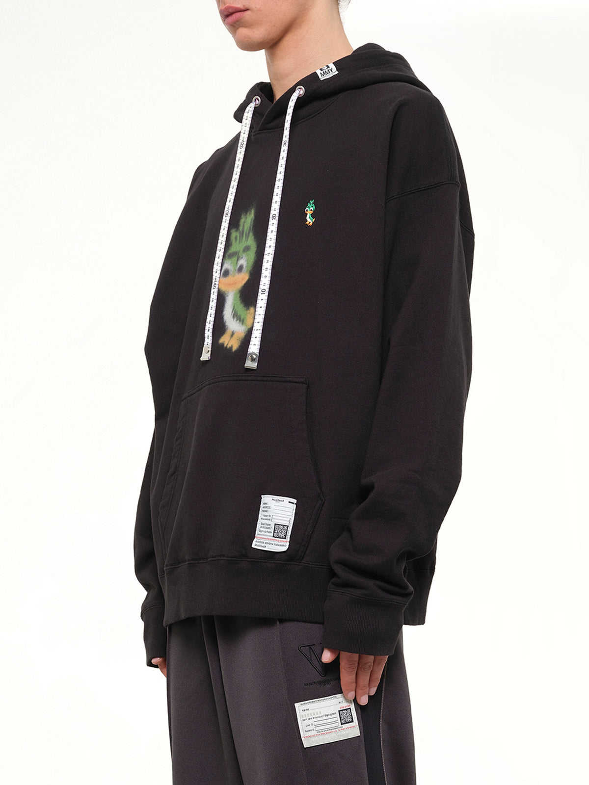 Leon Printed Sweat Hoodie in Black
