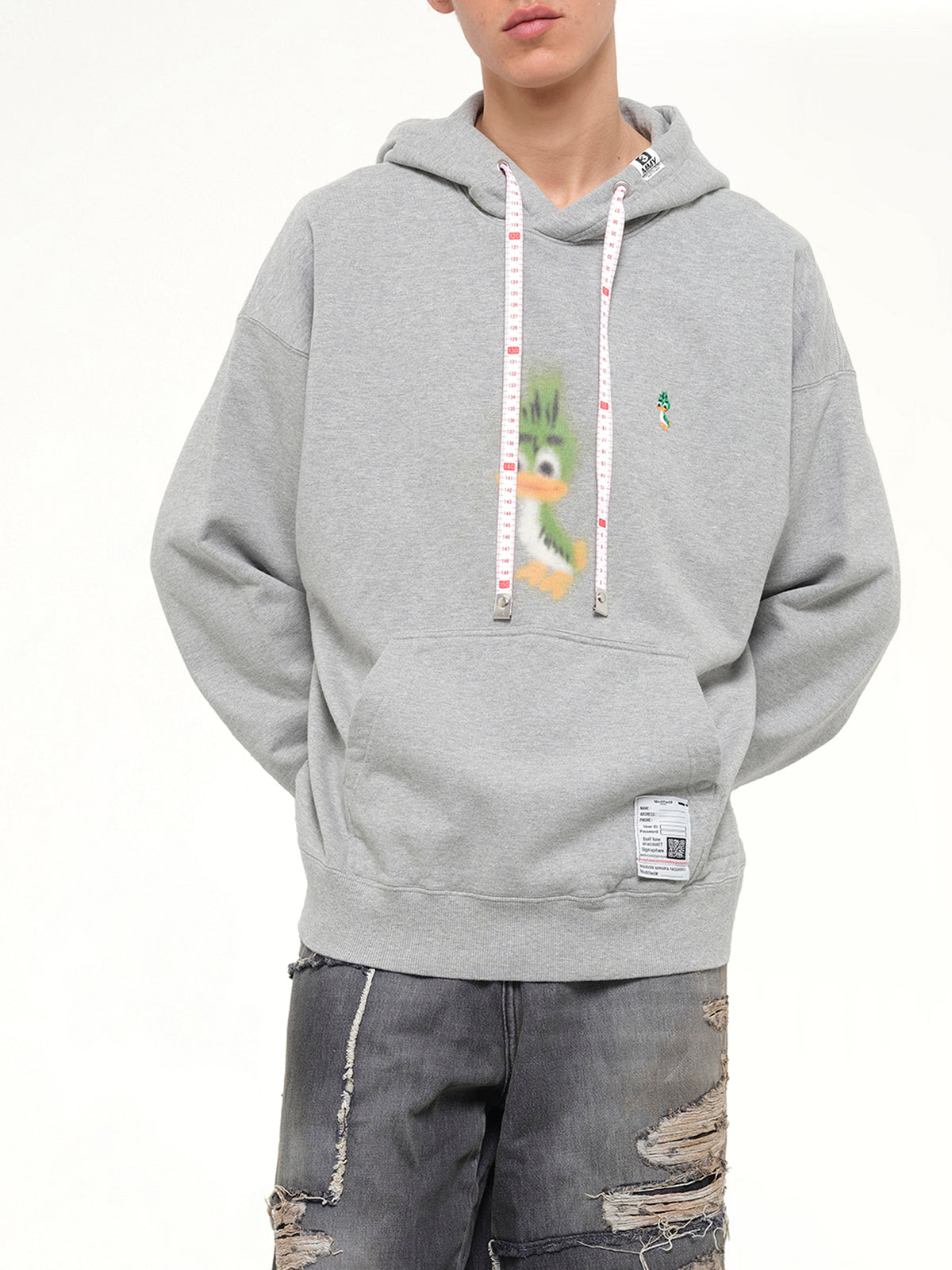 Leon Printed Sweat Hoodie in Gray