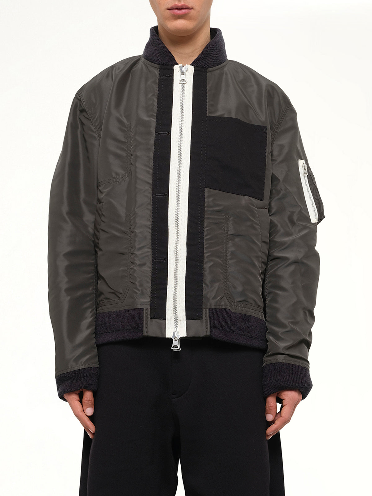 Nylon Twill x Rip Stop Reversible Blouson in Black/Dark Khaki