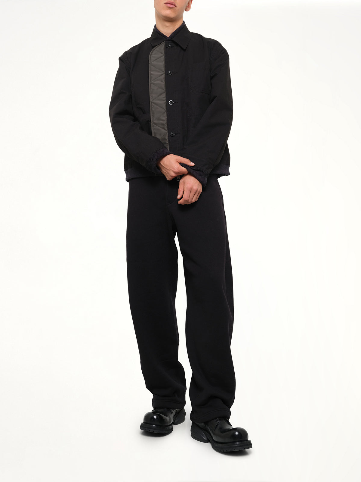 Nylon Twill x Rip Stop Reversible Blouson in Black/Dark Khaki