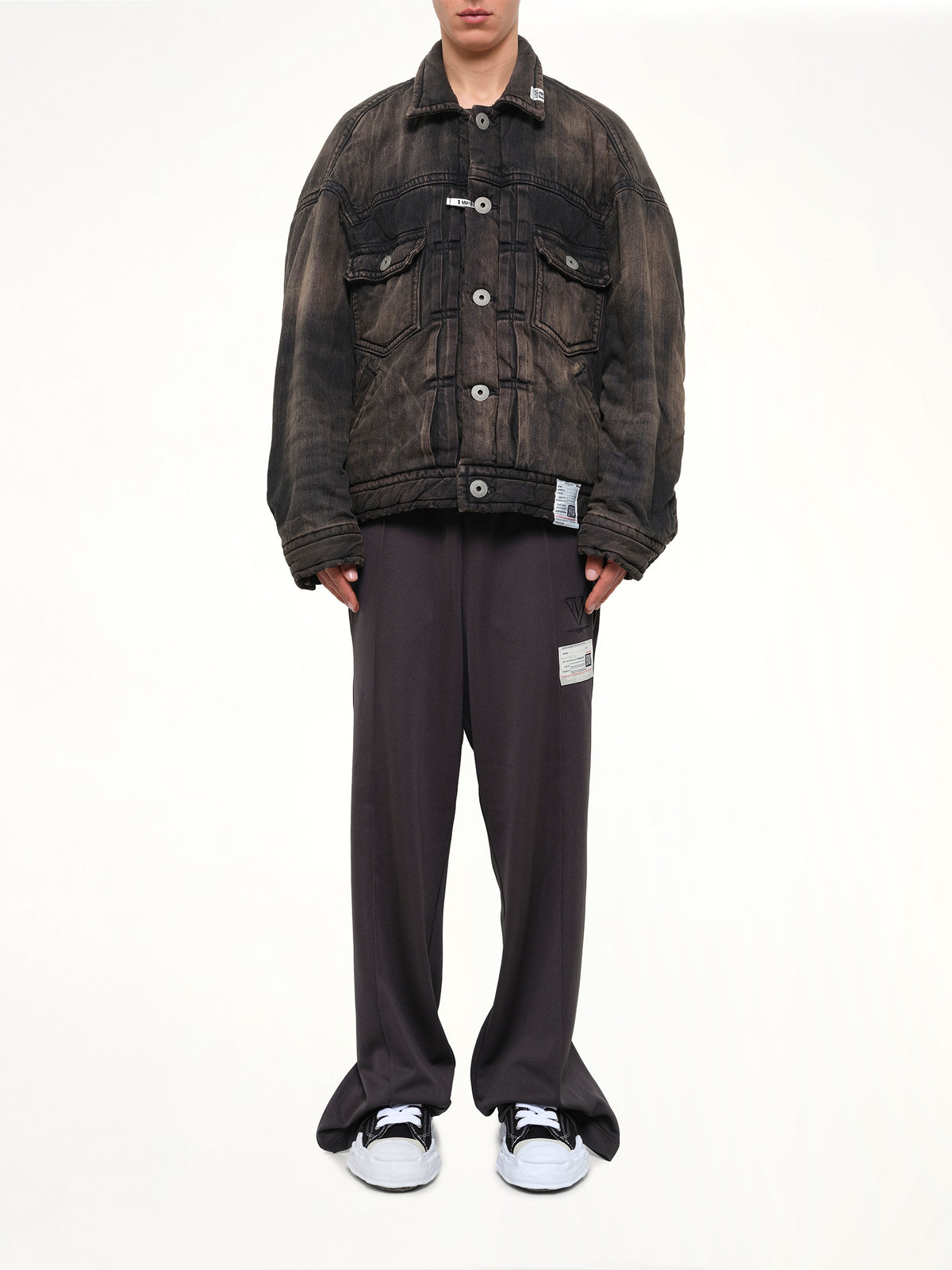 Puffer Denim Jacket in Black