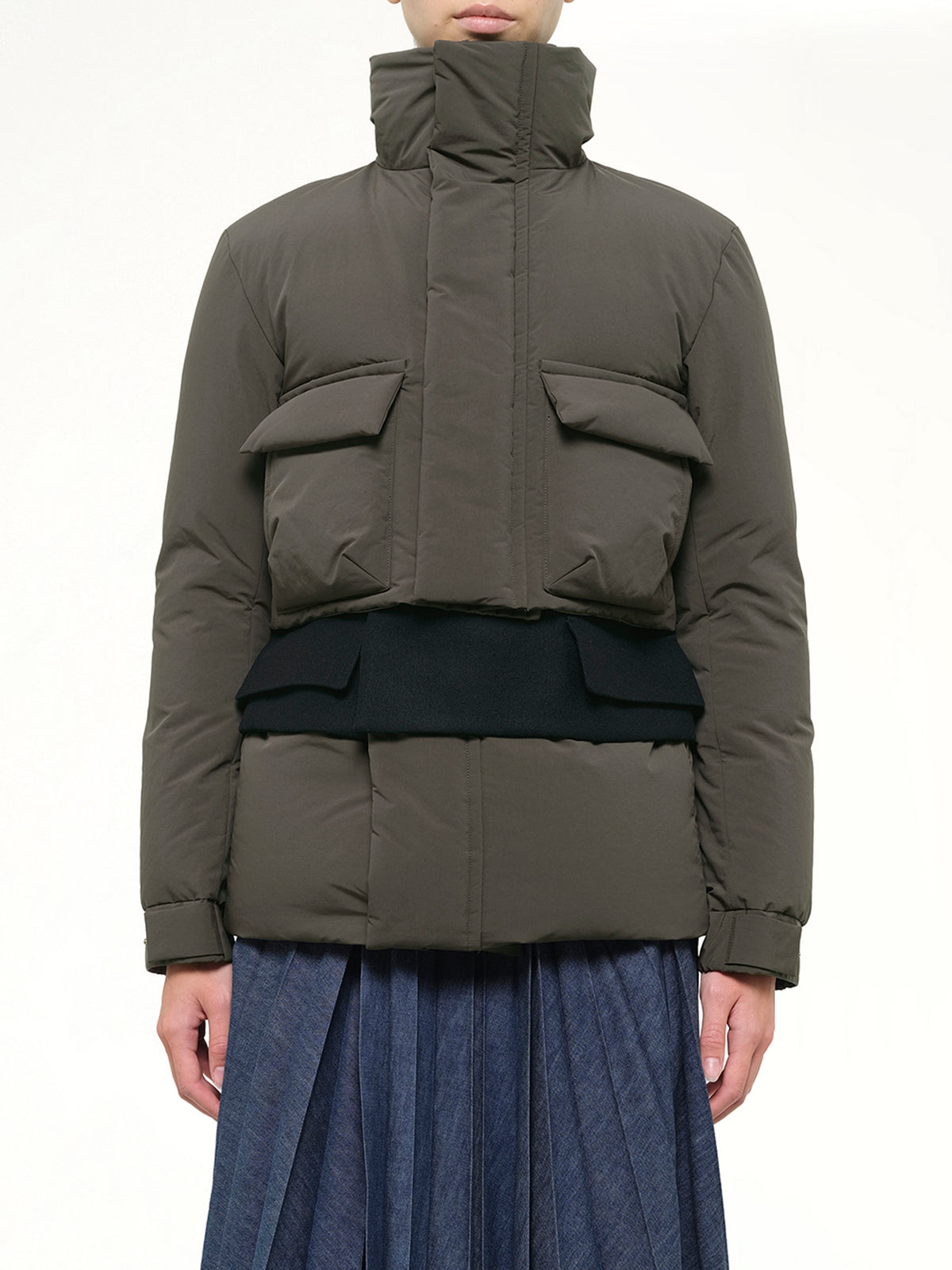 Puffer Jacket in Khaki/Navy