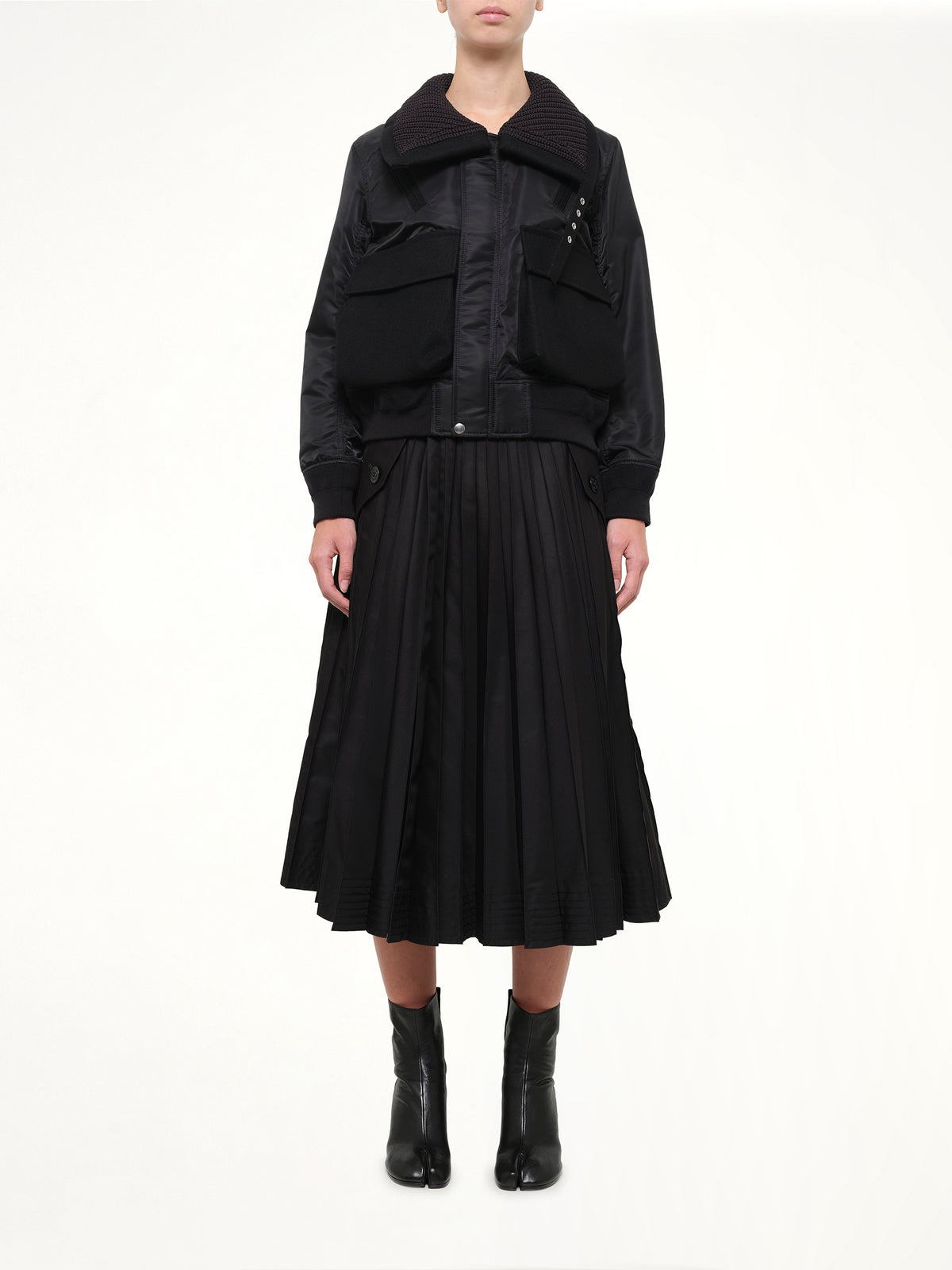 Runway Nylon Twill x Wool Melton Blouson in Black