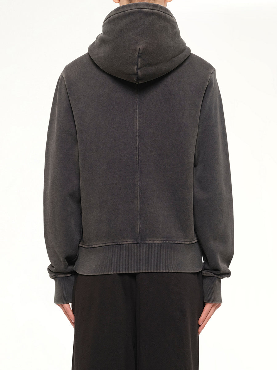 Slim Zip Up in Washed Black