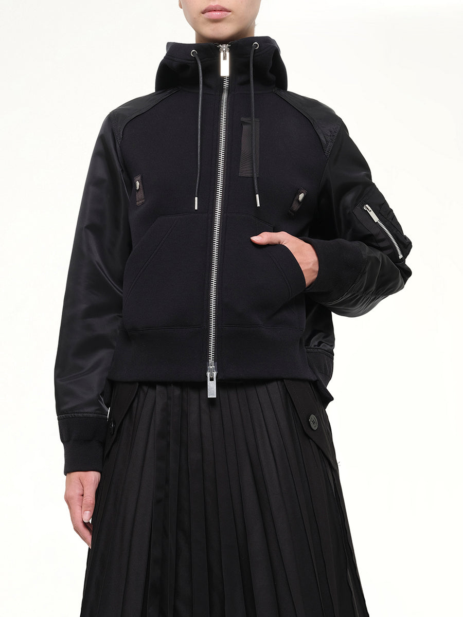Sponge Sweat Zip Hoodie in Black