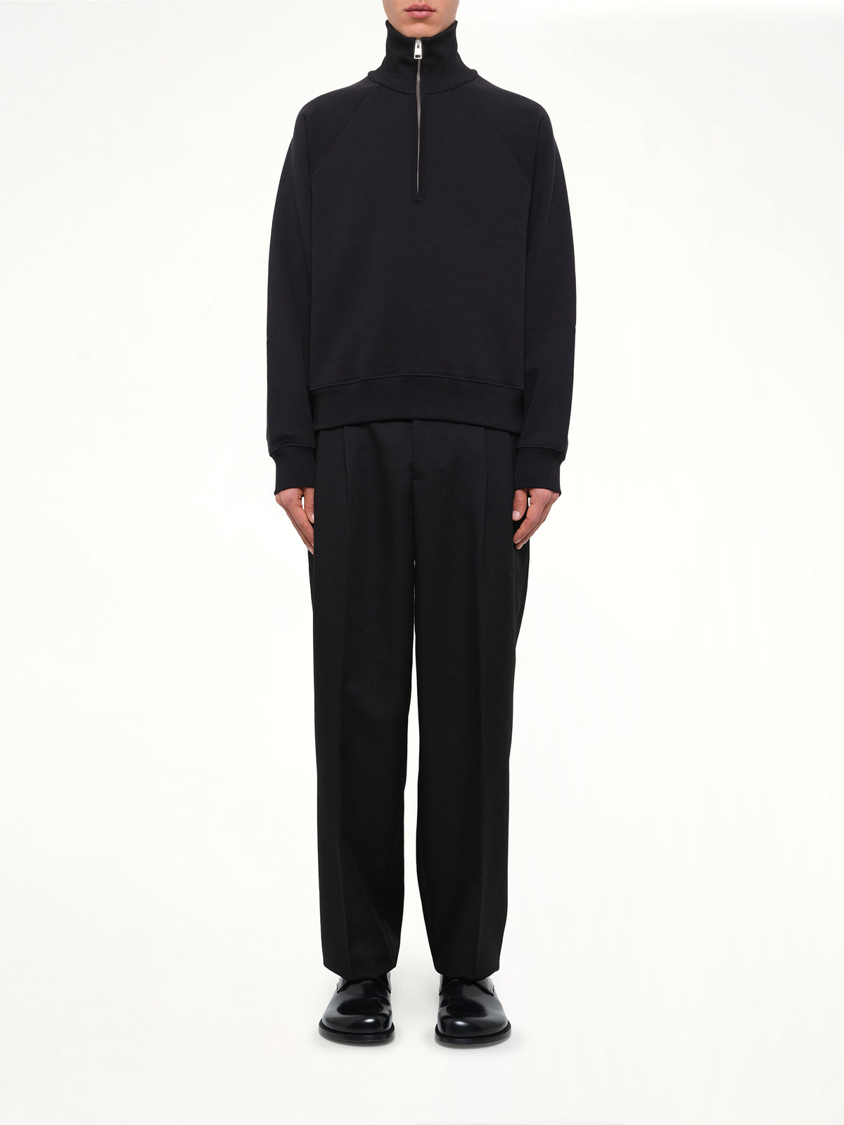 Embossed Ami De Coeur Zipped Sweatshirt in Black