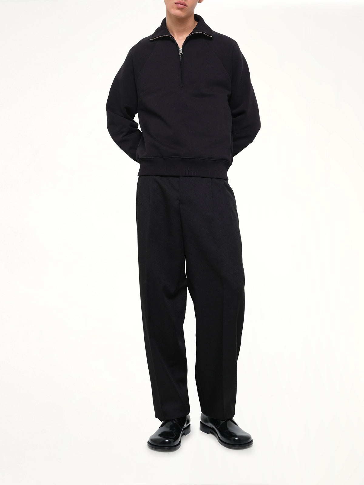 Embossed Ami De Coeur Zipped Sweatshirt in Black