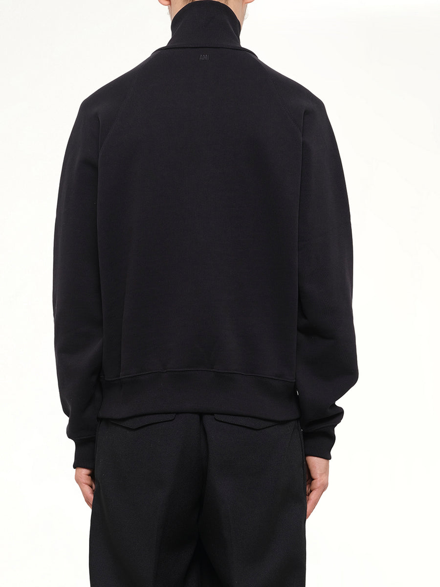 Embossed Ami De Coeur Zipped Sweatshirt in Black