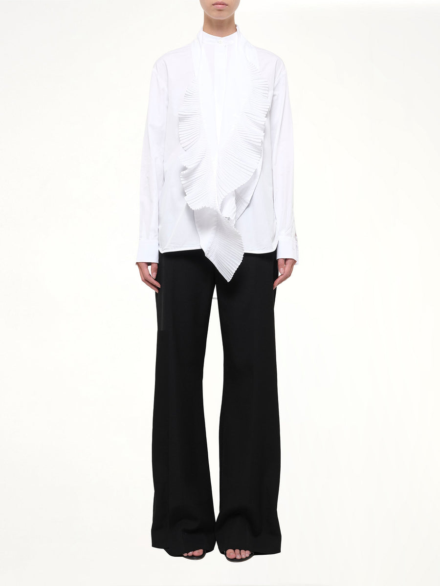 Bib Long Sleeve Shirt in White
