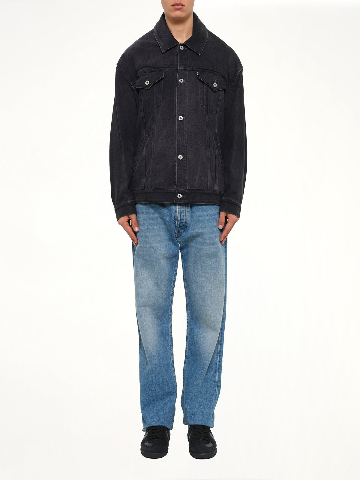 Head Drop Denim Jacket in Black