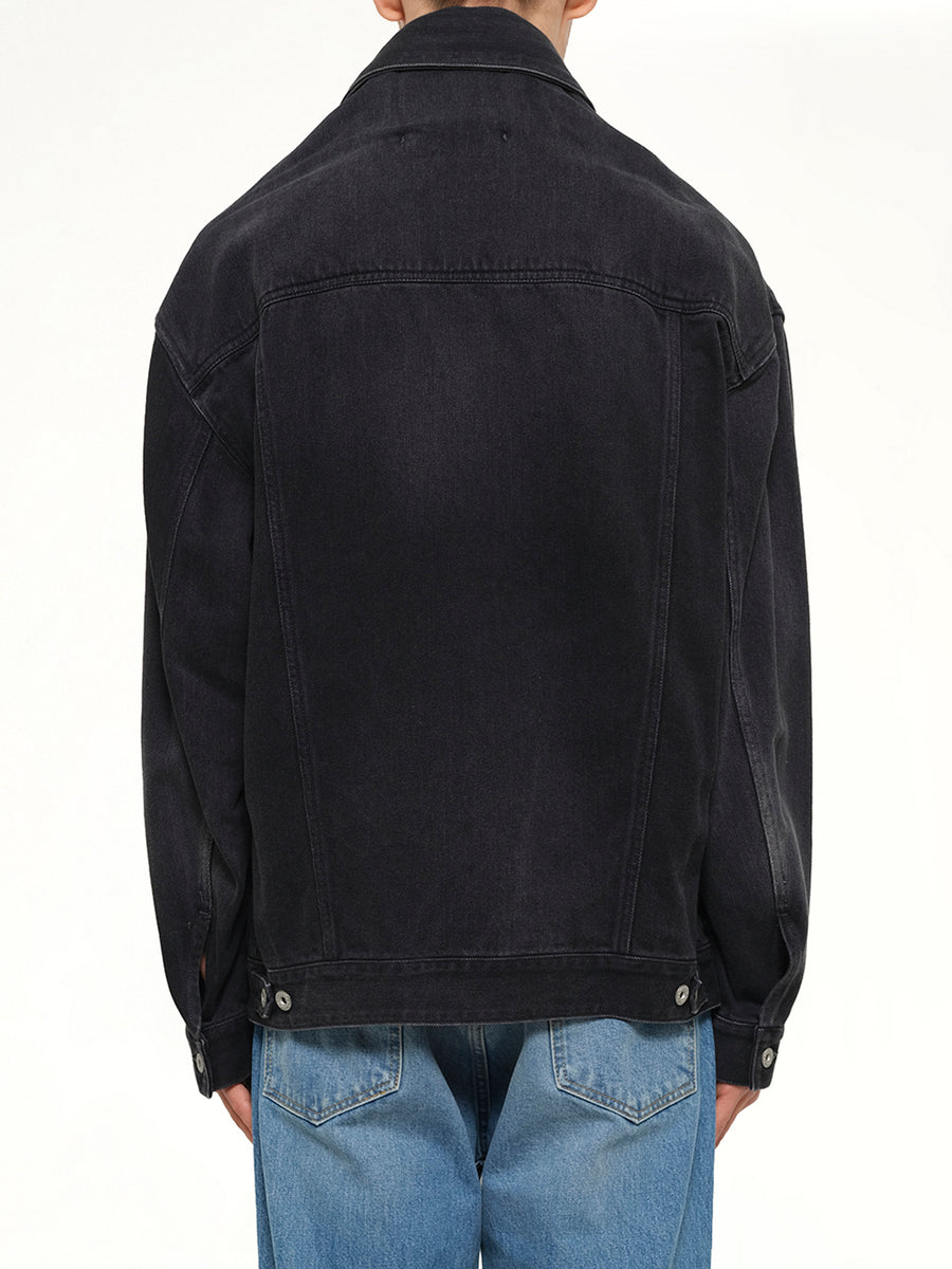 Head Drop Denim Jacket in Black