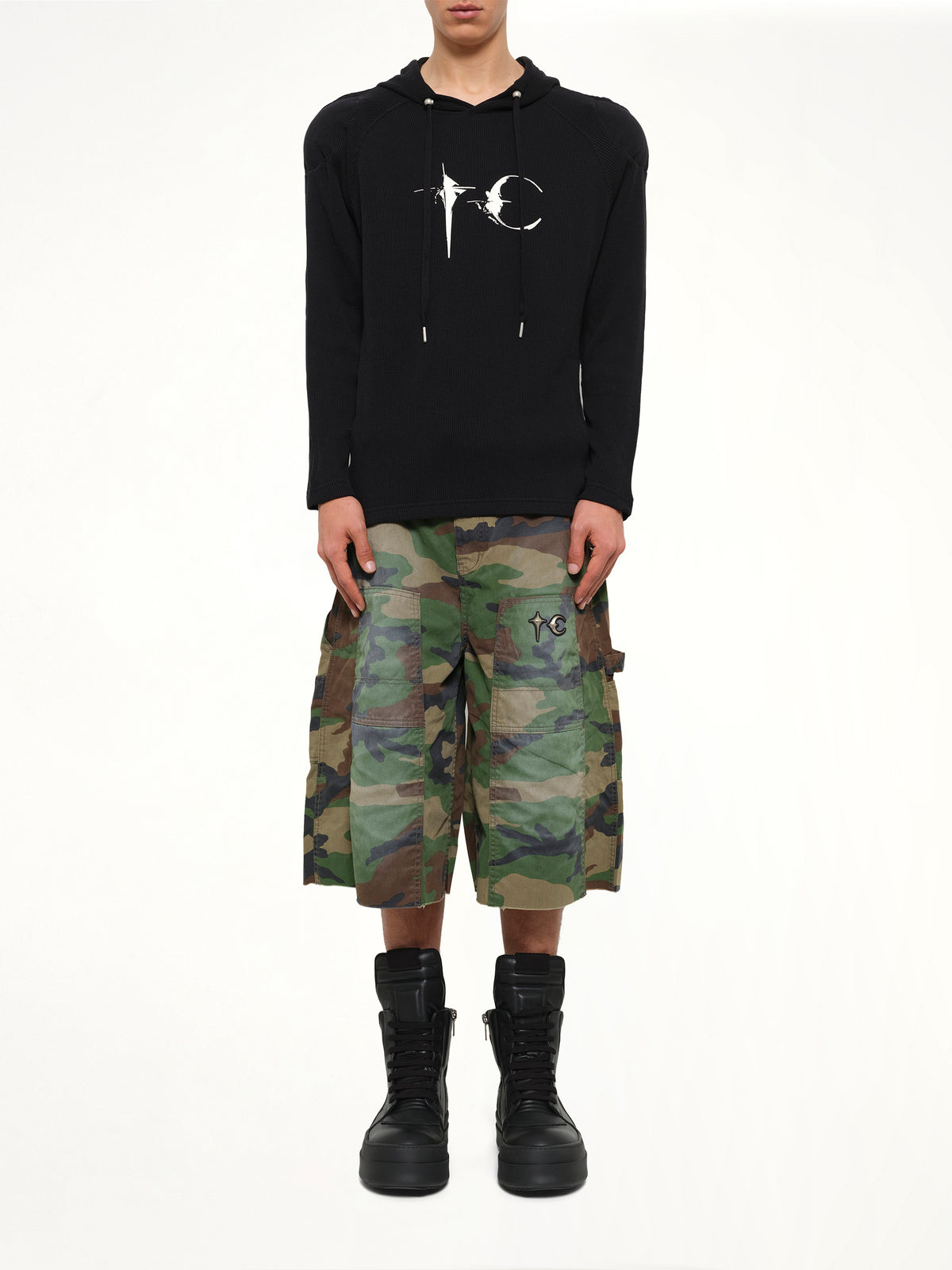 Bulk Shoulder Glow In The Dark Hoodie in Black