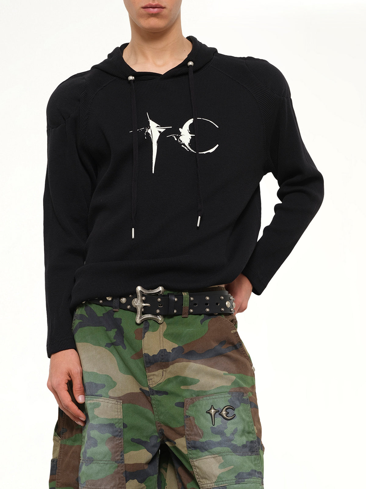 Bulk Shoulder Glow In The Dark Hoodie in Black