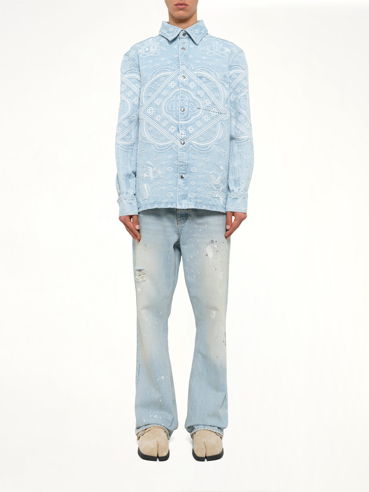 Carpet Jacquard Denim Shirt in Blue