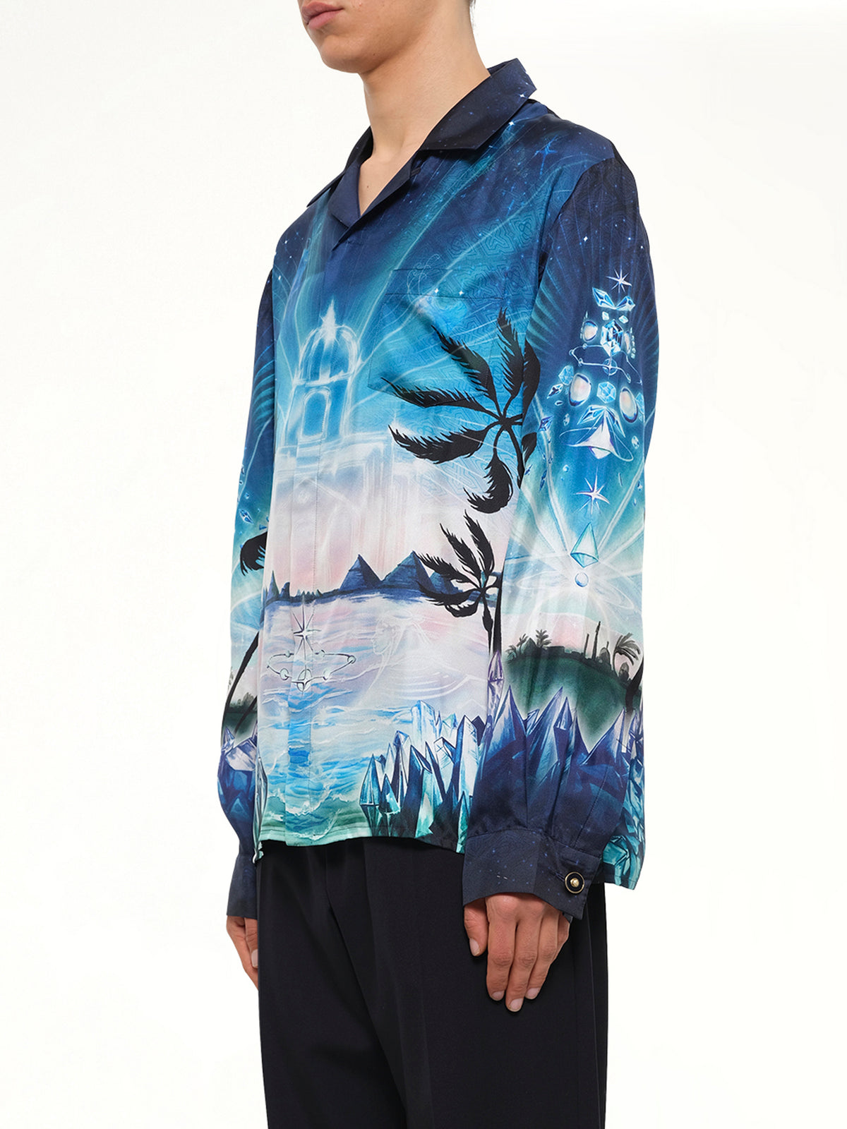 Crystal Alchemy Cuban Collar LS Shirt in Multicolour