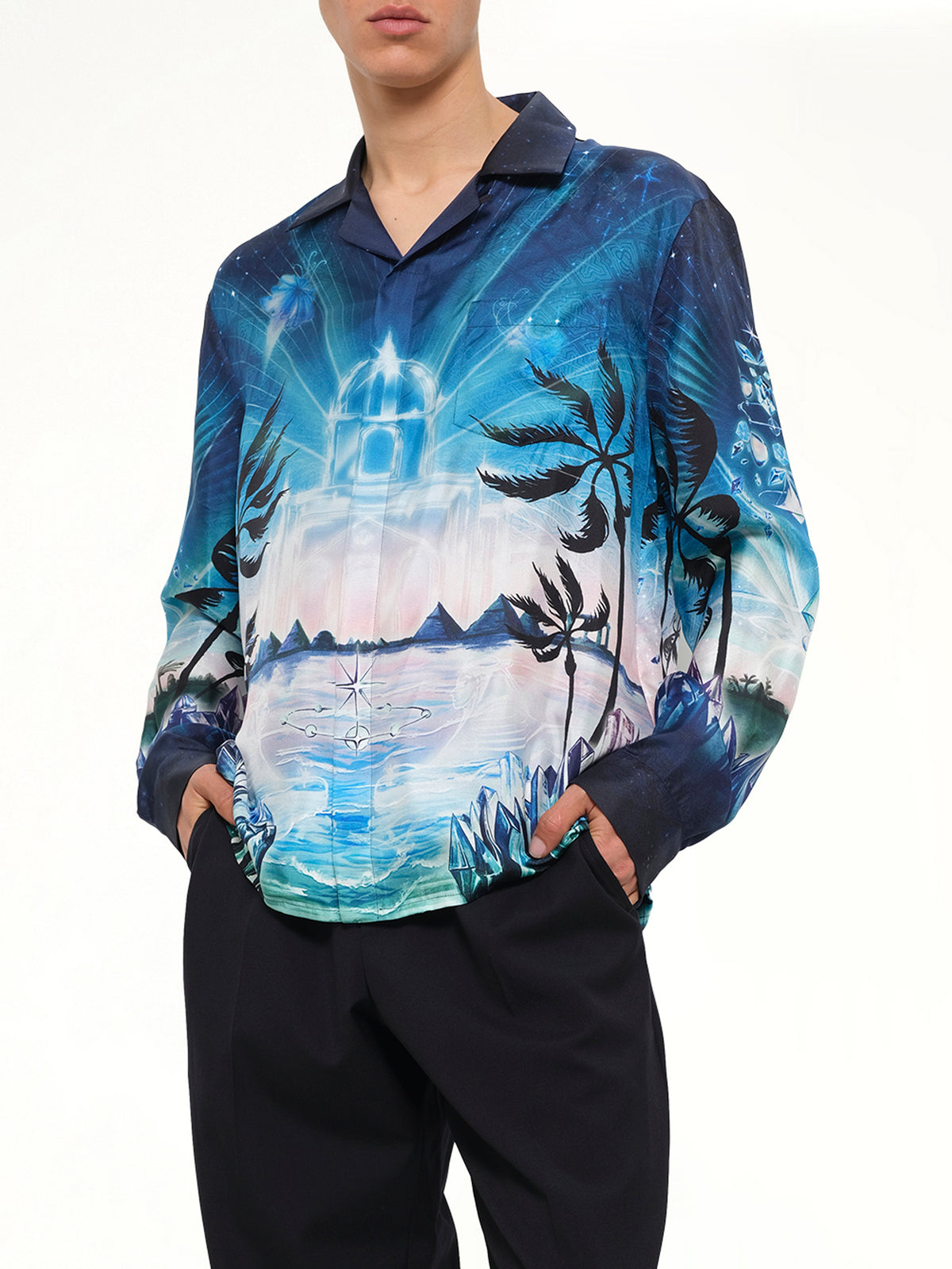 Crystal Alchemy Cuban Collar LS Shirt in Multicolour